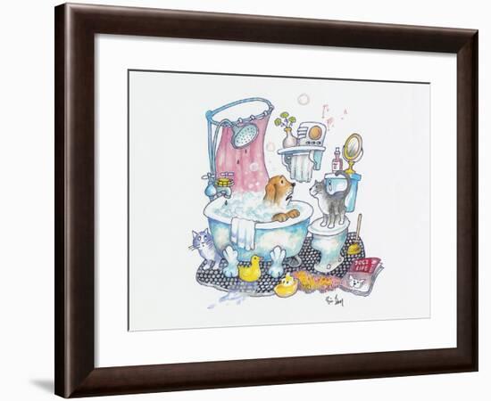 Bubbles on the Head-Bill Bell-Framed Giclee Print