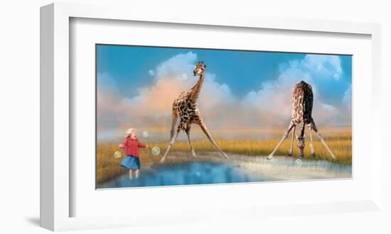 Bubbles with Giraffes-Nancy Tillman-Framed Premium Giclee Print