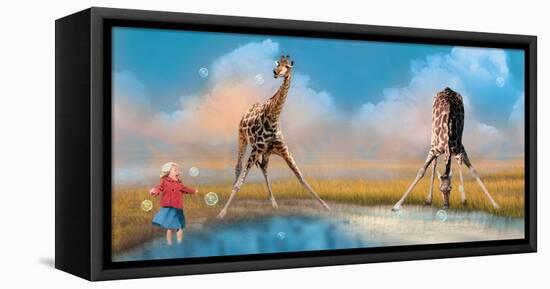 Bubbles with Giraffes-Nancy Tillman-Framed Stretched Canvas