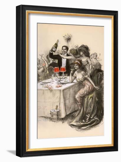 Bubbly at a Party-Maurice Cliché-Framed Art Print