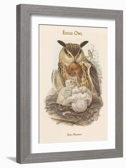 Bubo Maximus - Eagle Owl-John Gould-Framed Art Print