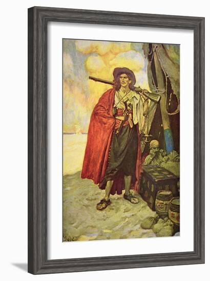 Buccaneer of Hispaniola in the Caribbean-Howard Pyle-Framed Giclee Print