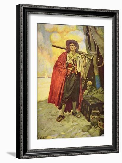 Buccaneer of Hispaniola in the Caribbean-Howard Pyle-Framed Giclee Print