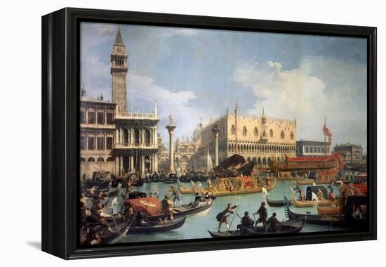 Buccentoro's Return to the Pier at the Doges' Palace, 1730S-Canaletto-Framed Premier Image Canvas