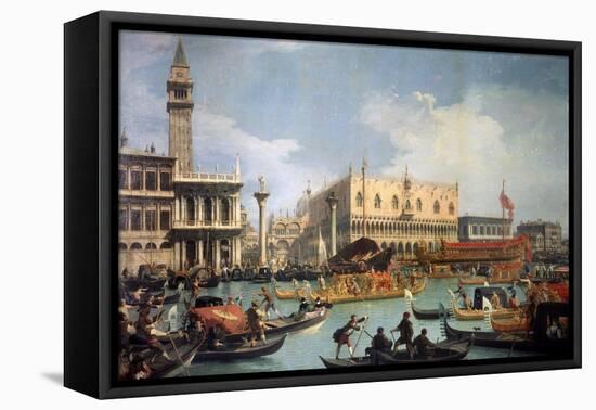 Buccentoro's Return to the Pier at the Doges' Palace, 1730S-Canaletto-Framed Premier Image Canvas