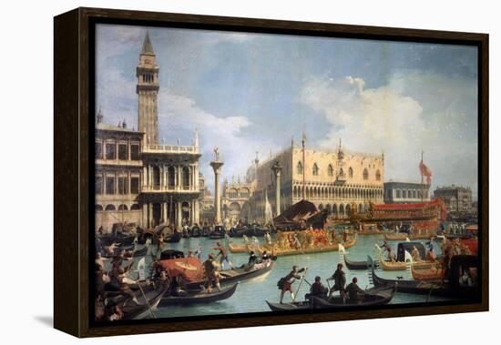Buccentoro's Return to the Pier at the Doges' Palace, 1730S-Canaletto-Framed Premier Image Canvas