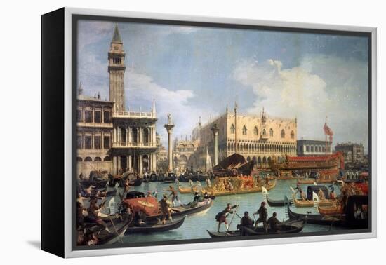 Buccentoro's Return to the Pier at the Doges' Palace, 1730S-Canaletto-Framed Premier Image Canvas