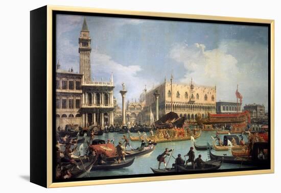 Buccentoro's Return to the Pier at the Doges' Palace, 1730S-Canaletto-Framed Premier Image Canvas