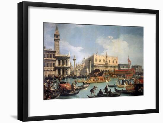 Buccentoro's Return to the Pier at the Doges' Palace, 1730S-Canaletto-Framed Giclee Print