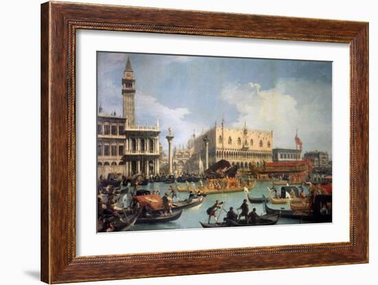 Buccentoro's Return to the Pier at the Doges' Palace, 1730S-Canaletto-Framed Giclee Print