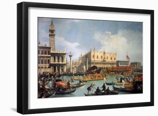 Buccentoro's Return to the Pier at the Doges' Palace, 1730S-Canaletto-Framed Giclee Print