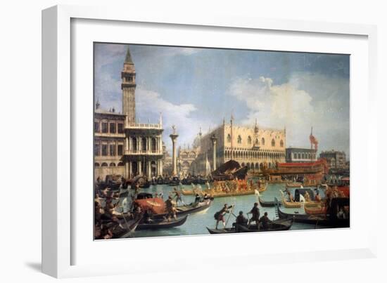 Buccentoro's Return to the Pier at the Doges' Palace, 1730S-Canaletto-Framed Giclee Print