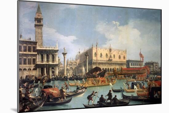 Buccentoro's Return to the Pier at the Doges' Palace, 1730S-Canaletto-Mounted Giclee Print