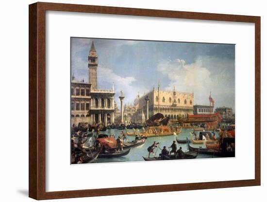 Buccentoro's Return to the Pier at the Doges' Palace, 1730S-Canaletto-Framed Giclee Print