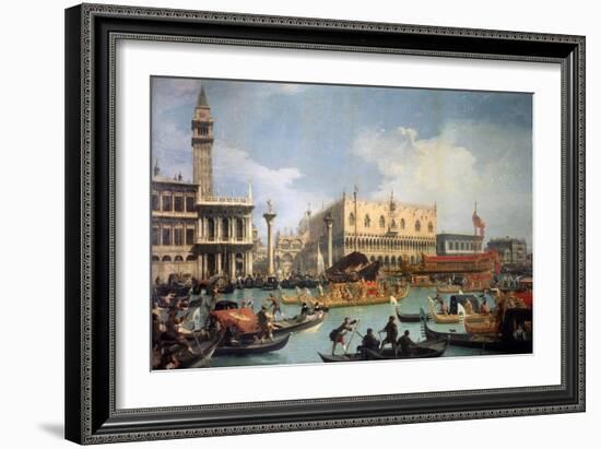 Buccentoro's Return to the Pier at the Doges' Palace, 1730S-Canaletto-Framed Giclee Print