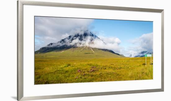 Buchaille Etive Mor, Glencoe, with sign to Glen Etive, Highlands, Scotland, United Kingdom, Europe-Karen Deakin-Framed Photographic Print