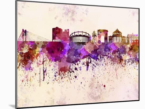 Bucharest Skyline in Watercolor Background-paulrommer-Mounted Art Print