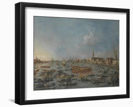 Bucintoro Festival Venice. Bacino di S. Marco w/ "Bucintoro", Doge's Barge, Ascension Day, 1780-93-Francesco Guardi-Framed Giclee Print