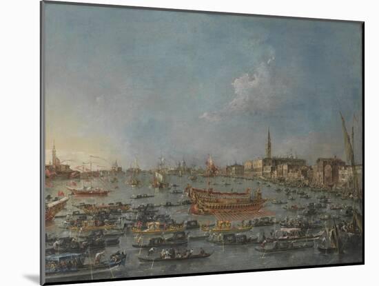 Bucintoro Festival Venice. Bacino di S. Marco w/ "Bucintoro", Doge's Barge, Ascension Day, 1780-93-Francesco Guardi-Mounted Giclee Print