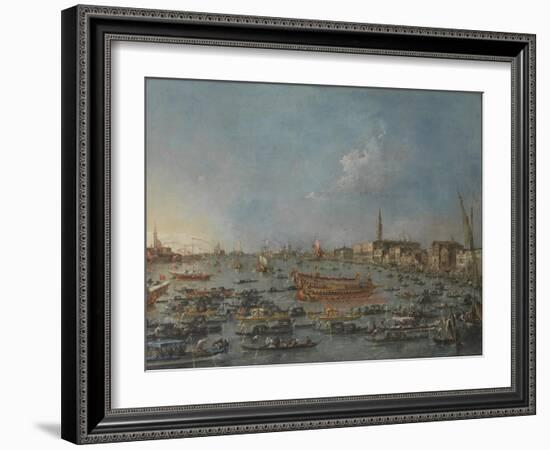 Bucintoro Festival Venice. Bacino di S. Marco w/ "Bucintoro", Doge's Barge, Ascension Day, 1780-93-Francesco Guardi-Framed Giclee Print