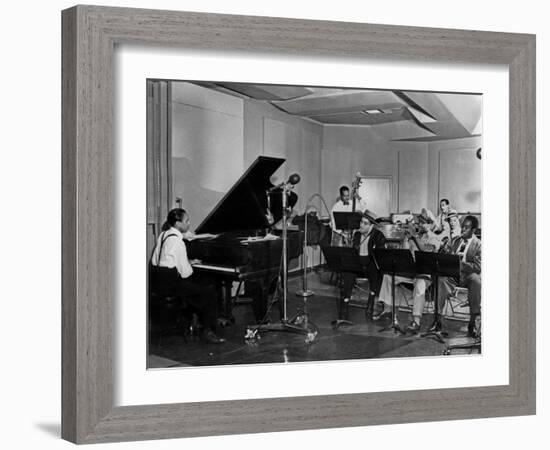 Buck Clayton, Charlie Parker, Dexter Gordon, Charles Thompson, Danny Barker, Jimmy Butts, JC Heard-null-Framed Photo