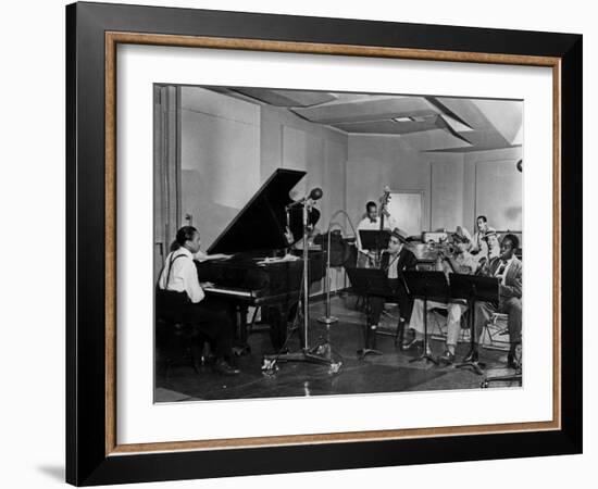 Buck Clayton, Charlie Parker, Dexter Gordon, Charles Thompson, Danny Barker, Jimmy Butts, JC Heard-null-Framed Photo