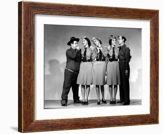 Buck Privates, Lou Costello, Maxine Andrews, Patty Andrews, Laverne Andrews, 1941-null-Framed Photo