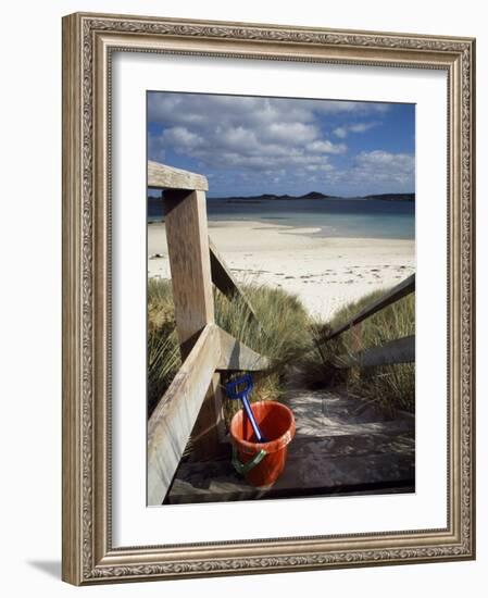 Bucket and Spade on the Steps Leading to the Beach Near Blockhouse Point, Tresco-Fergus Kennedy-Framed Photographic Print