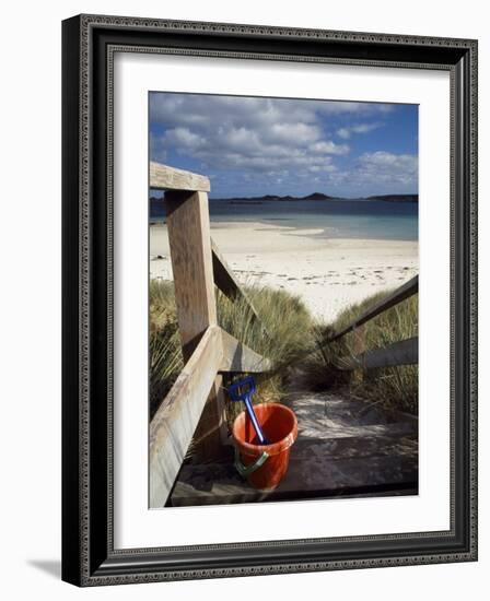 Bucket and Spade on the Steps Leading to the Beach Near Blockhouse Point, Tresco-Fergus Kennedy-Framed Photographic Print