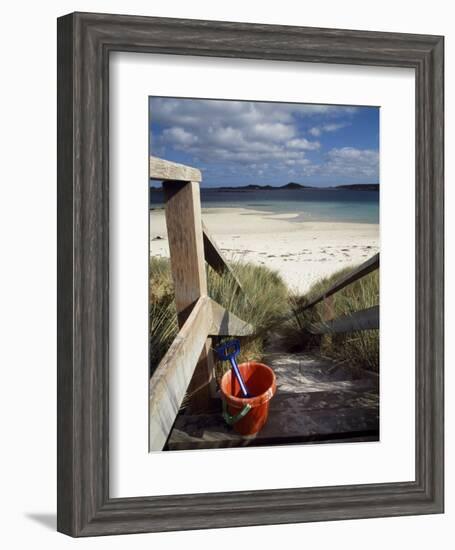 Bucket and Spade on the Steps Leading to the Beach Near Blockhouse Point, Tresco-Fergus Kennedy-Framed Photographic Print