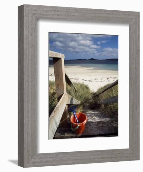 Bucket and Spade on the Steps Leading to the Beach Near Blockhouse Point, Tresco-Fergus Kennedy-Framed Photographic Print