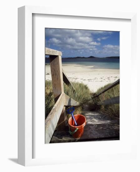 Bucket and Spade on the Steps Leading to the Beach Near Blockhouse Point, Tresco-Fergus Kennedy-Framed Photographic Print