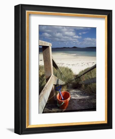 Bucket and Spade on the Steps Leading to the Beach Near Blockhouse Point, Tresco-Fergus Kennedy-Framed Photographic Print