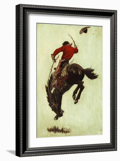 Bucking Bronco, 1903 (Oil on Canvas Laid down on Masonite)-Newell Convers Wyeth-Framed Giclee Print