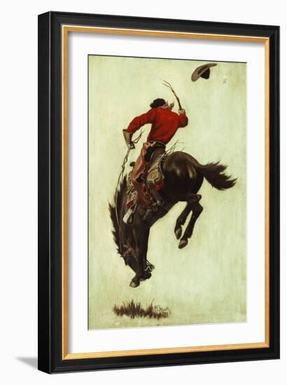 Bucking Bronco, 1903 (Oil on Canvas Laid down on Masonite)-Newell Convers Wyeth-Framed Giclee Print