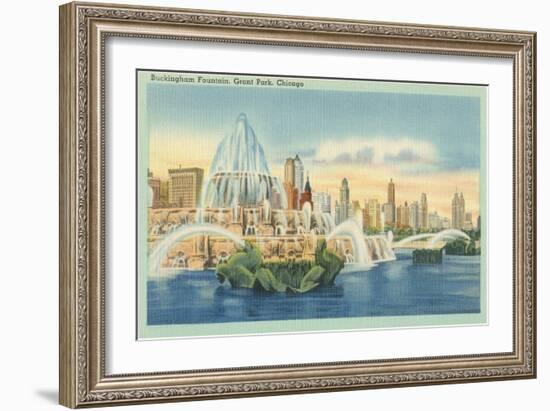 Buckingham Fountain, Grant Park, Chicago, Illinois-null-Framed Art Print