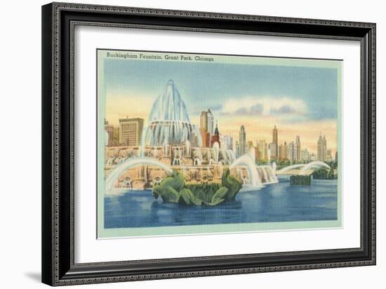 Buckingham Fountain, Grant Park, Chicago, Illinois-null-Framed Art Print