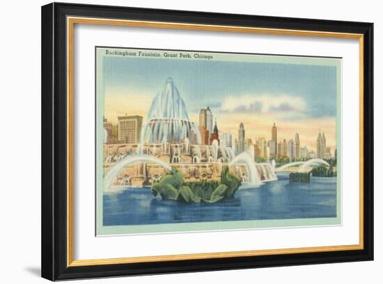 Buckingham Fountain, Grant Park, Chicago, Illinois-null-Framed Art Print