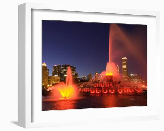 Buckingham Fountain illuminated at night, Chicago, Illinois, USA-Alan Klehr-Framed Photographic Print