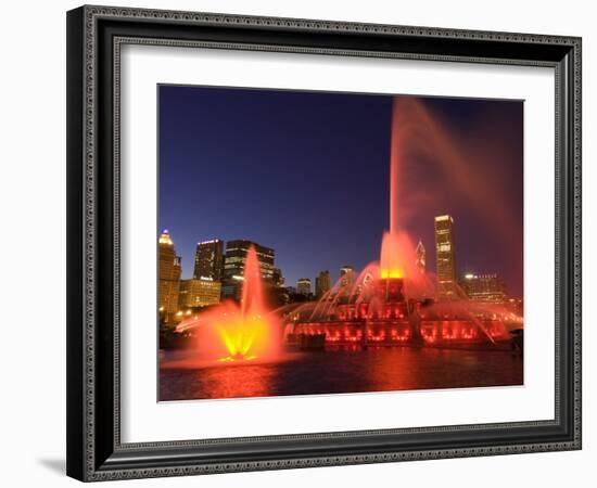 Buckingham Fountain illuminated at night, Chicago, Illinois, USA-Alan Klehr-Framed Photographic Print