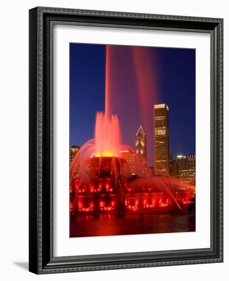 Buckingham Fountain illuminated at night, Chicago, Illinois, USA-Alan Klehr-Framed Photographic Print