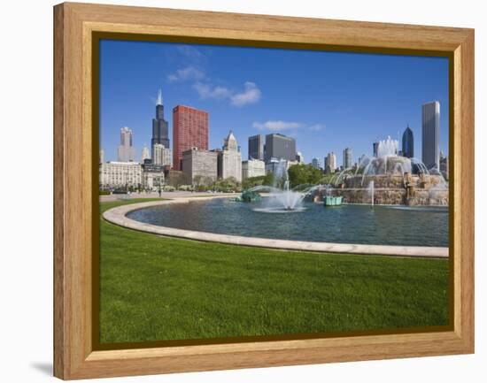 Buckingham Fountain in Grant Park with Sears Tower and South Loop Skyline, Chicago, Illinois, USA-Amanda Hall-Framed Premier Image Canvas