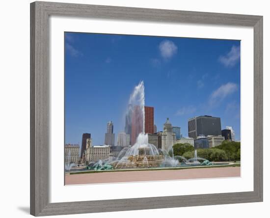 Buckingham Fountain in Grant Park with Skyline Beyond, Chicago, Illinois, USA-Amanda Hall-Framed Photographic Print