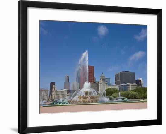 Buckingham Fountain in Grant Park with Skyline Beyond, Chicago, Illinois, USA-Amanda Hall-Framed Photographic Print