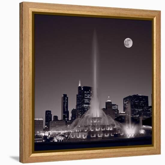 Buckingham Fountain Nightlight Chicago BW-Steve Gadomski-Framed Premier Image Canvas