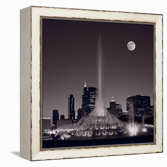 Buckingham Fountain Nightlight Chicago BW-Steve Gadomski-Framed Premier Image Canvas