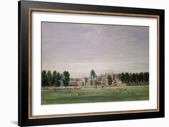 Buckingham House from the Green Park, 1825 (W/C & Scratching out on Paper)-David Cox-Framed Giclee Print