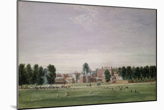 Buckingham House from the Green Park, 1825 (W/C & Scratching out on Paper)-David Cox-Mounted Giclee Print