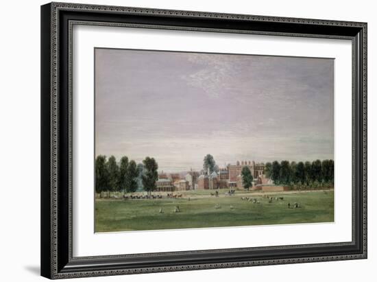 Buckingham House from the Green Park, 1825 (W/C & Scratching out on Paper)-David Cox-Framed Giclee Print