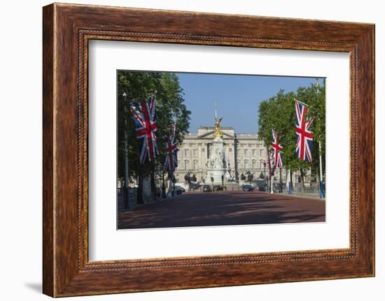 Buckingham Palace Down the Mall with Union Jack Flags, London, England, United Kingdom, Europe-James Emmerson-Framed Photographic Print